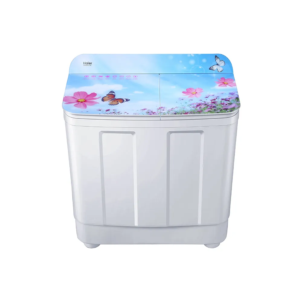 Haier Toughened Glass Lid 9.5 Kg  Semi Automatic Washing Machine HTW95-178